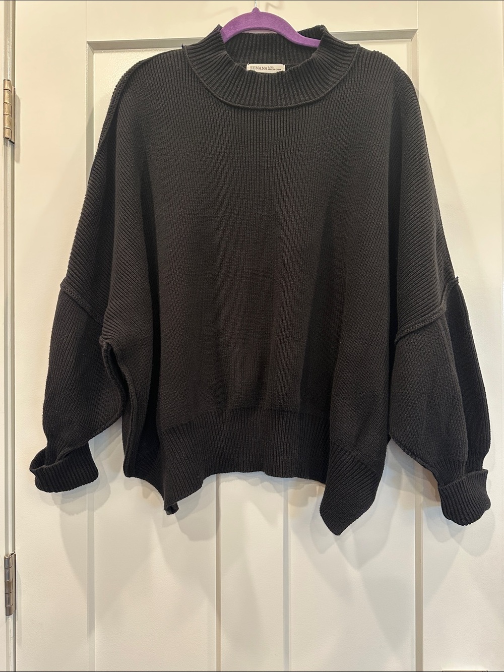 Zenana Ribbed Crewneck Sweater L/XL